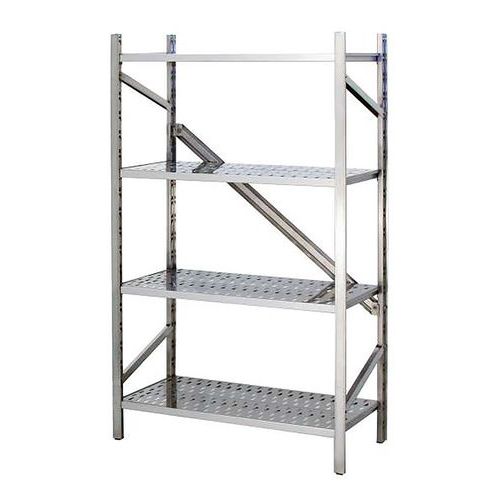 Actiwork - Rayonnage Inox Milieu Médical Départ - 1000x600x1816mm - 4 Niveaux Ajourés - Charge 180kg/Tablette - Montage Facile