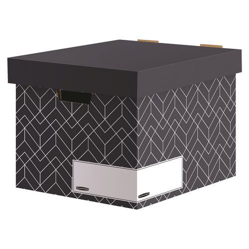 Bankers Box - Caisse d'archivage Déco Bleu Nuit - Carton Recyclé 100% - Dos 34 cm - Classement et Archivage Éco-responsable