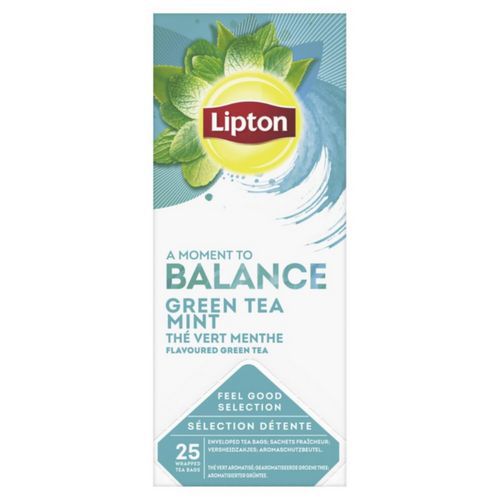 Lipton - Thé vert menthe - 6x25 sachets - Saveur fraîche et naturelle