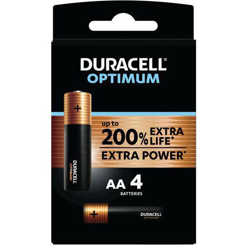 Pile Alcaline Optimum AA - 4 unités - Duracell Pile Alcaline Optimum AA - 4 unités - Duracell