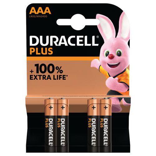 Duracell 4 Pile Alcaline Aaa Plus 100 % - 4 Unités - Duracell