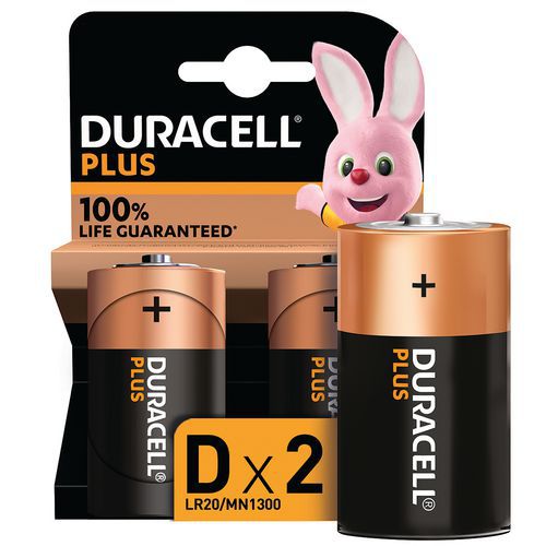 Duracell 2 Pile Alcaline D Plus 100 % - 2 Unités - Duracell