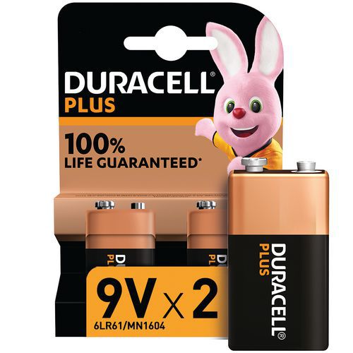 Duracell 2 Pile Alcaline 9 V Plus 100 % - 2 Unités - Duracell