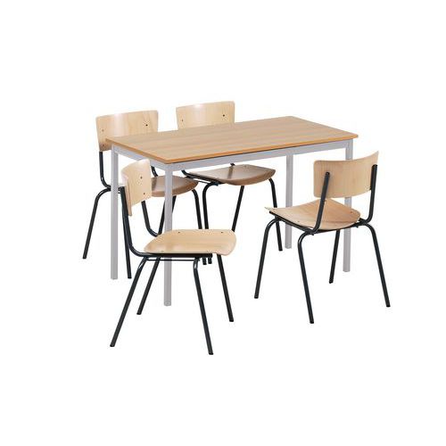 Assise+plateau Hêtrepied De Table Grispied De Chaise Noir