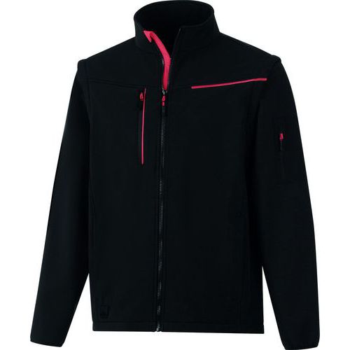 Delta Plus - Veste Softshell 2 en 1 SOCCIA Noir-Rouge Taille XXL - 95% Recyclé - Éco-responsable