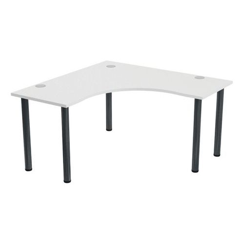 MBA - Bureau symétrique Tubo 140x140 cm Blanc Anthracite - Éco-responsable, PEFC, 10 ans garantie