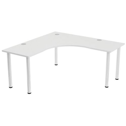 MBA - Bureau symétrique Tubo 160x160 cm Blanc - Éco-responsable, Plateau 25mm, Garantie 10 ans