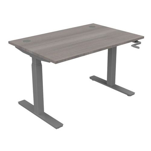 Bureau Haut.réglable Manivelle Evo 120x80 Cm Cèdre/alu