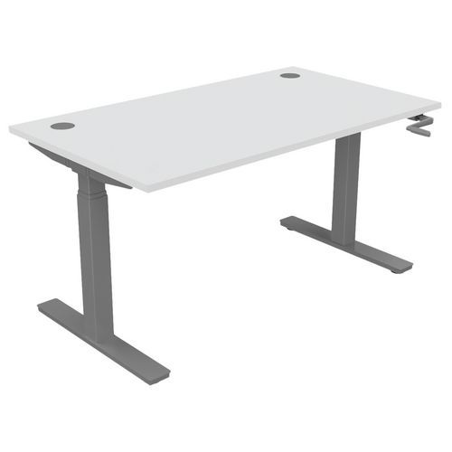 Bureau Haut.réglable Manivelle Evo 140x80 Cm Blanc/alu