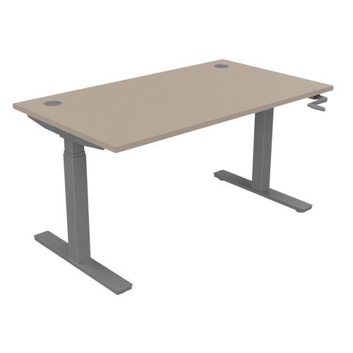 Bureau Haut.réglable Manivelle Evo 140x80 Cm Argile/alu