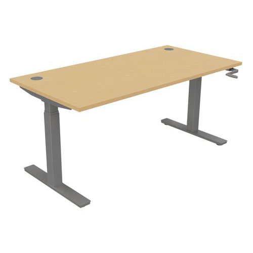 Bureau Haut.réglable Manivelle Evo 160x80 Cm Hêtre/alu