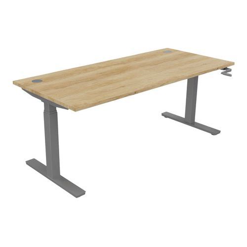 Buronomic - Bureau droit réglable EVO 180x80 cm Chêne vieilli/Gris clair - Hauteur 70-119 cm - Charge 80 kg - Éco-responsable