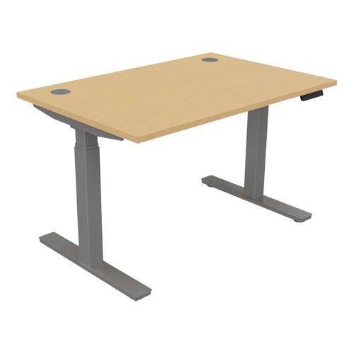 Buronomic - Bureau Électrique Réglable EVO 120x80 cm Hêtre/Gris Clair - Hauteur 65-130 cm - Charge 100kg - Télétravail