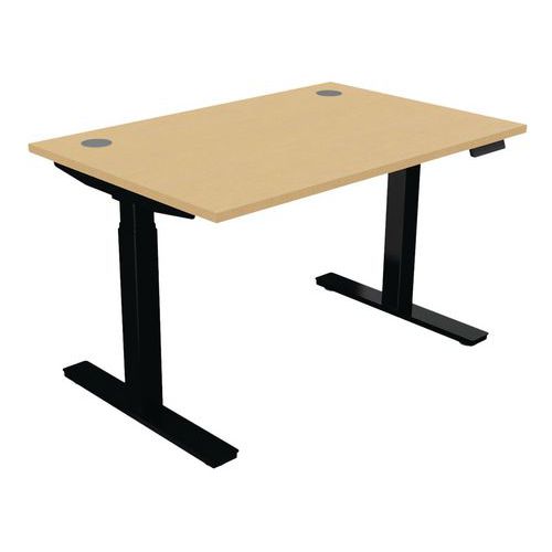 Bureau Haut.réglable Électr. Evo 120x80 Cm Hêtre/noir