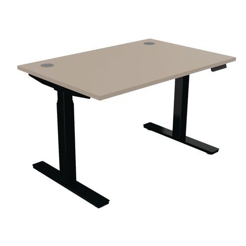 Bureau Haut.réglable Ã‰lectr. Evo 120x80 Cm Argile/noir
