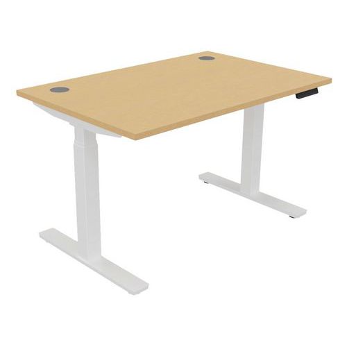 Bureau Haut.réglable Ã‰lectr. Evo 120x80 Cm Hêtre/blanc