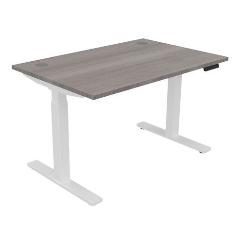 Bureau Haut.réglable Ã‰lectr. Evo 120x80 Cm Cèdre/blanc