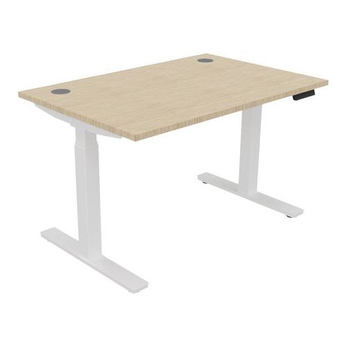 Bureau Haut.réglable Ã‰lectr. Evo 120x80 Cm Chêne Fil/blanc
