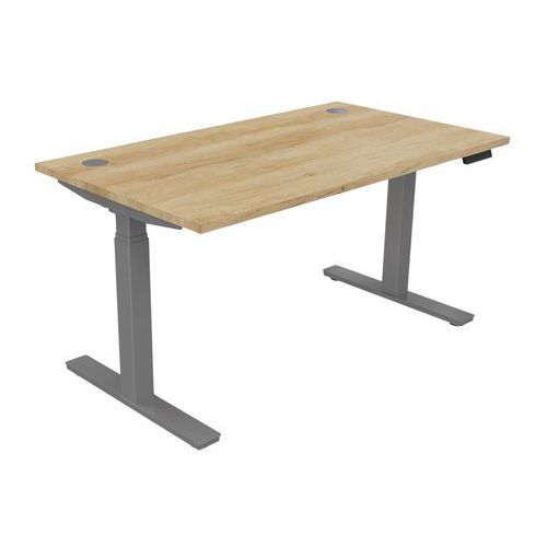 Bureau Haut.réglable Ã‰lectr. Evo 140x80 Cm Chêne Vieilli/alu