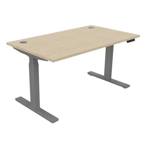 Buronomic - Bureau électrique réglable EVO 140x80 cm Chêne/Gris Clair - Hauteur 65-130 cm - Charge 100kg - Éco-responsable