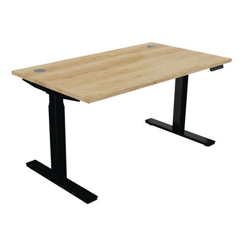 Bureau Haut.réglable Électr. Evo 140x80 Cm Chêne Vieilli/noir