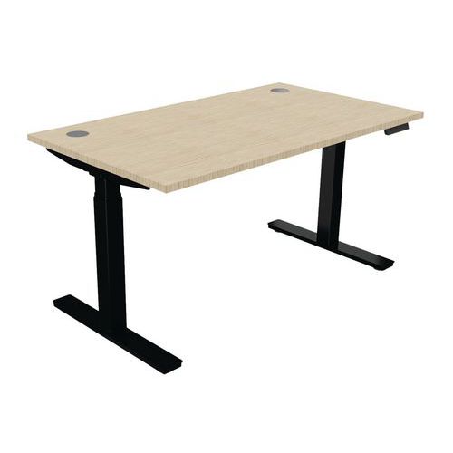 Bureau Haut.réglable Ã‰lectr. Evo 140x80 Cm Chêne Fil/noir