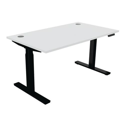 Bureau Haut.réglable Ã‰lectr. Evo 140x80 Cm Blanc/noir