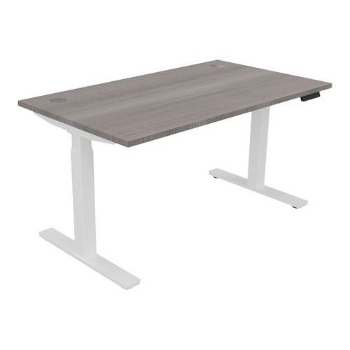 Bureau Haut.réglable Ã‰lectr. Evo 140x80 Cm Cèdre/blanc