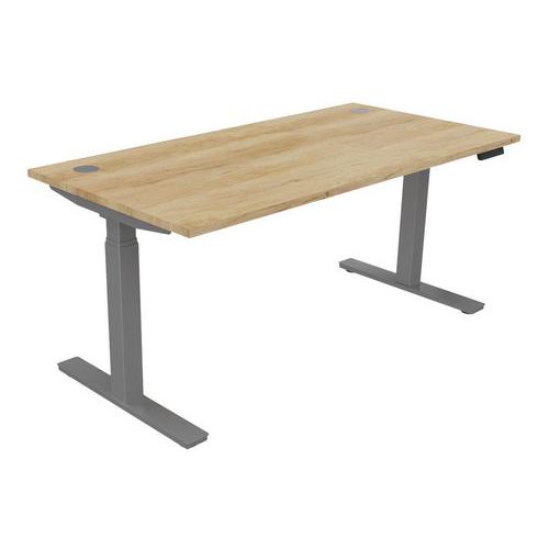 Bureau Haut.réglable Ã‰lectr. Evo 160x80 Cm Chêne Vieilli/alu