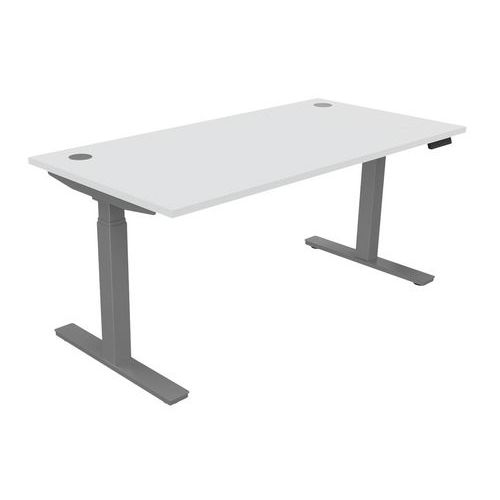 Buronomic - Bureau Électrique Réglable EVO 160x80 cm Blanc/Gris Clair - Hauteur 65-130 cm - Charge 100kg - Télétravail Ergonomique