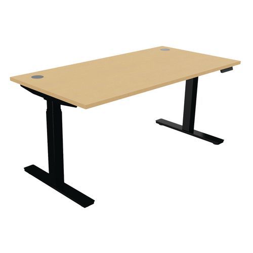 Bureau Haut.réglable Ã‰lectr. Evo 160x80 Cm Hêtre/noir