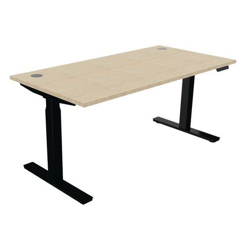 Bureau Haut.réglable Ã‰lectr. Evo 160x80 Cm Chêne Fil/noir