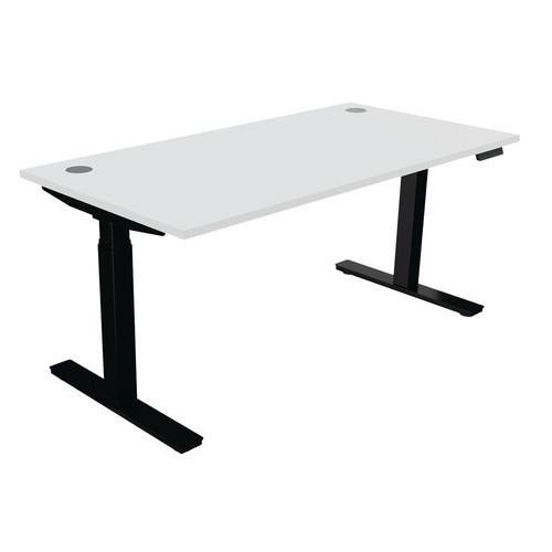 Bureau Haut.réglable Ã‰lectr. Evo 160x80 Cm Blanc/noir