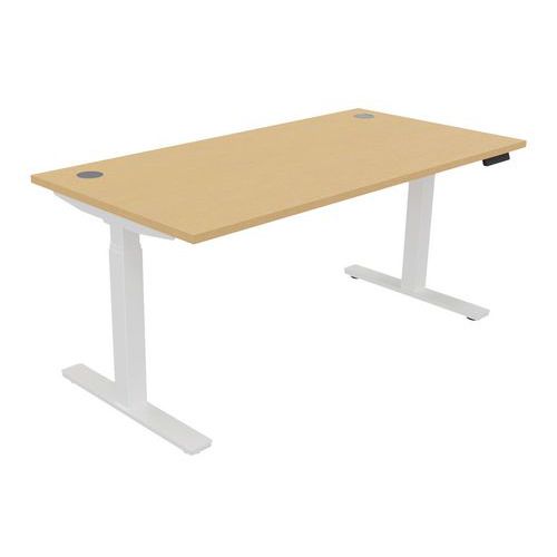 Bureau Haut.réglable Ã‰lectr. Evo 160x80 Cm Hêtre/blanc