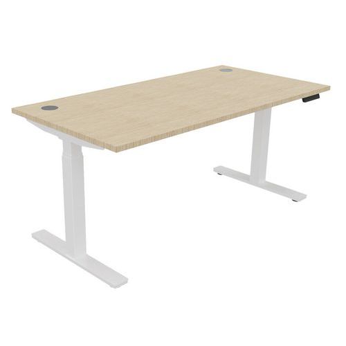 Bureau Haut.réglable Ã‰lectr. Evo 160x80 Cm Chêne Fil/blanc