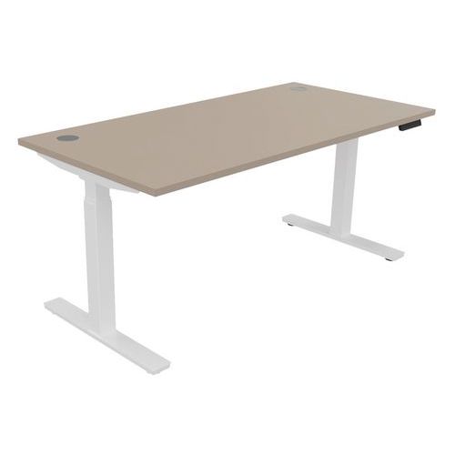 Bureau Haut.réglable Ã‰lectr. Evo 160x80 Cm Argile/blanc