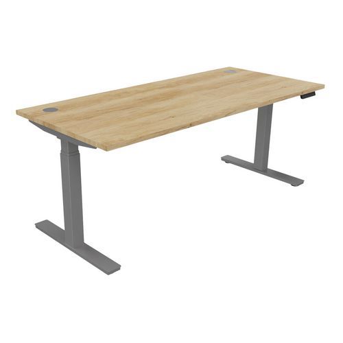 Bureau Haut.réglable Électr. Evo 180x80 Cm Chêne Vieilli/alu