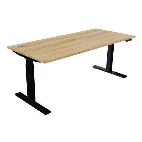 Buronomic - Bureau électrique réglable EVO 180x80 cm Chêne vieilli/Noir - Hauteur 65-130 cm - Charge 100 kg - Éco-responsable