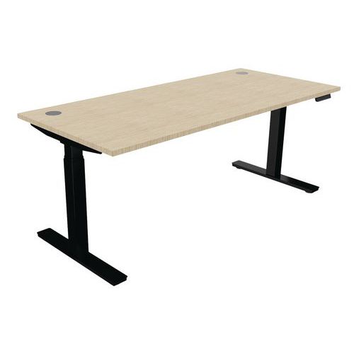 Bureau Haut.réglable Ã‰lectr. Evo 180x80 Cm Chêne Fil/noir