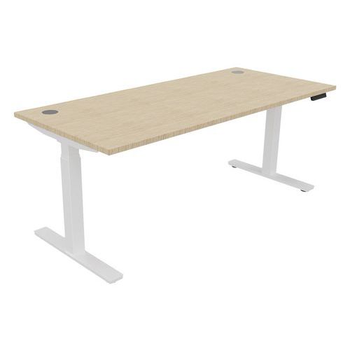 Bureau Haut.réglable Ã‰lectr. Evo 180x80 Cm Chêne Fil/blanc