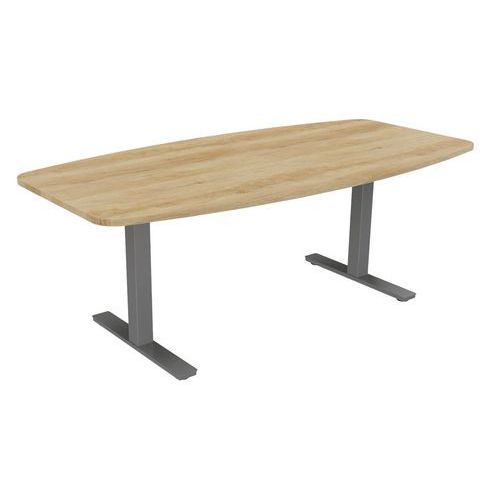 Table Tonneau Haut.réglable Ã‰lectr. Evo 200x100 Cm Chêne Vieilli/alu