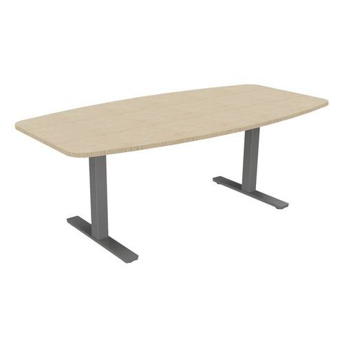 Table Tonneau Haut.réglable Ã‰lectr. Evo 200x100 Cm Chêne Fil/alu
