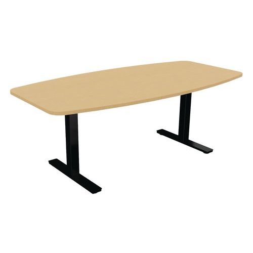 Table Tonneau Haut.réglable Ã‰lectr. Evo 200x100 Cm Hêtre/noir