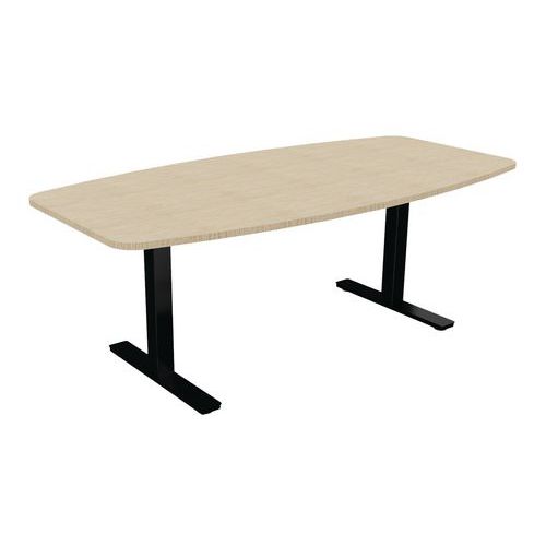 Table Tonneau Haut.réglable Ã‰lectr. Evo 200x100 Cm Chêne Fil/noir
