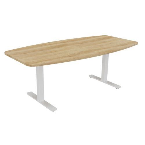 Table Tonneau Haut.réglable Ã‰lectr. Evo 200x100 Cm Chêne Vieilli/blanc