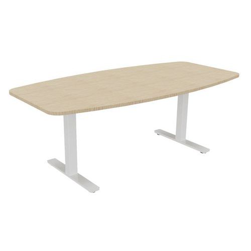 Table Tonneau Haut.réglable Ã‰lectr. Evo 200x100 Cm Chêne Fil/blanc