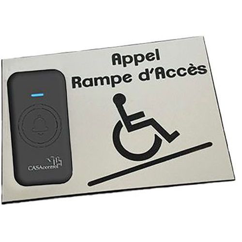 Handinorme - Carillon d'appel DESIGN Horizontal pour rampe d'accès - Mobile - Portée 150m - PVC - Fixation à coller