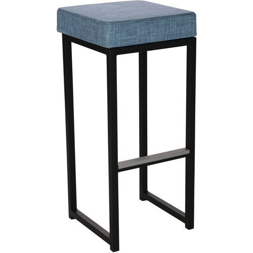 Tabouret De Bar Kubo Bar Acier Noir Linen Bleu