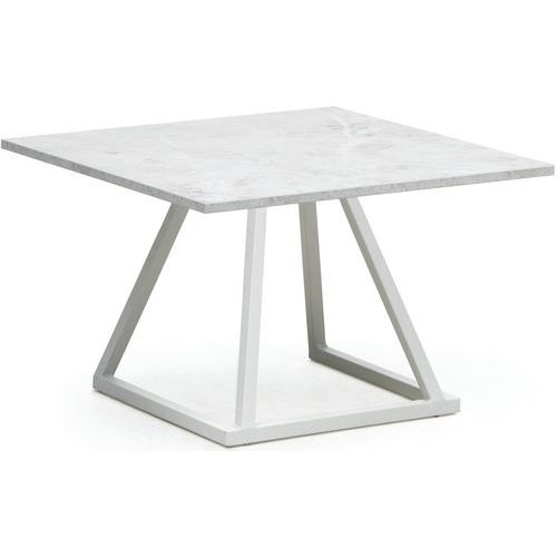 Table Lounge 70x70x45cm Blanc Mélamine Marble White