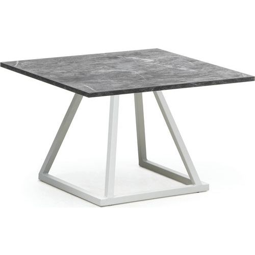 Table Lounge 70x70x45cm Blanc Mélamine Marble Grey